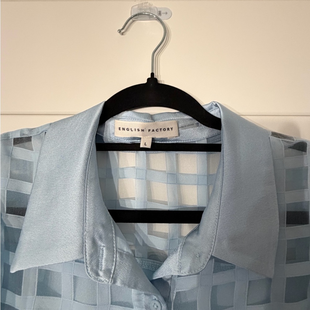 English Factory Light Blue Gridded Organza Dress - Picture 4 of 4